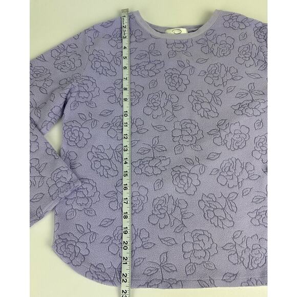 VTG Oscar de la Renta Sweater Size Small Women's Purple Floral Fleece Oversized - Picture 4 of 5